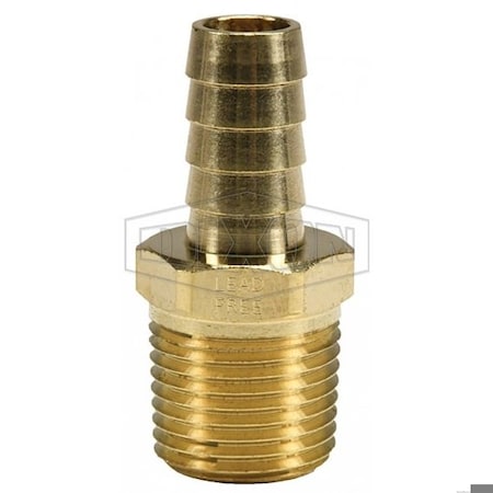 Dixon Hose Barb Fitting, 1/4 in Nominal, MNPT x Hose Barb End Style, Brass 1020404CLF